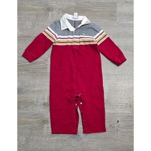 Janie and Jack Rugby Stripe Penguin Long Sleeve Baby Romper 12 18 Months